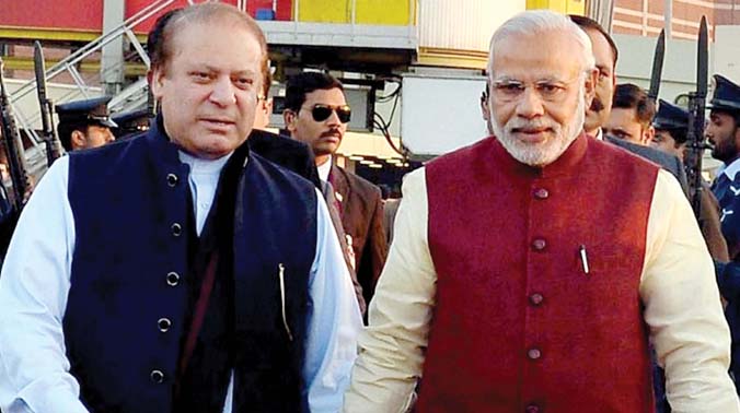 Prime Minister Narendra Modi is received by PM Nawaz Sharif on his arrival in Lahore on Friday (Photo: PTI) Prime Minister Narendra Modi is received by PM Nawaz Sharif on his arrival in Lahore on Friday (Photo: PTI)